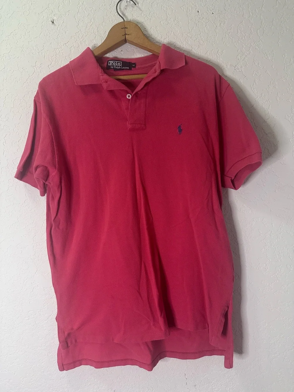 Ralph Lauren Men's Raspberry Polo Shirt with Navy Pony